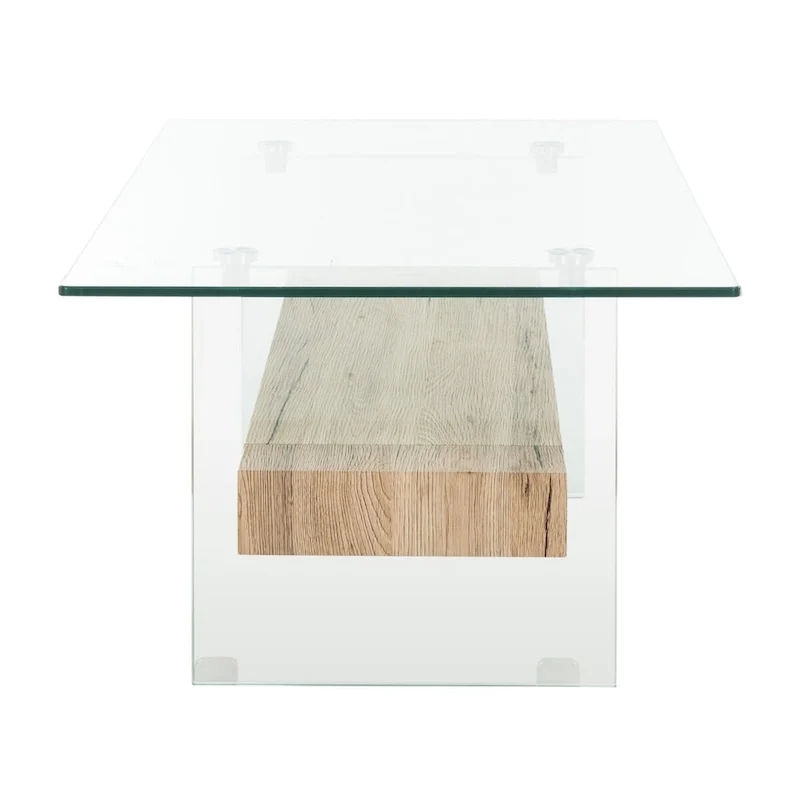 Table basse rectangulaire moderne en verre avec étagère inférieure – 43 x 24 x 17 po