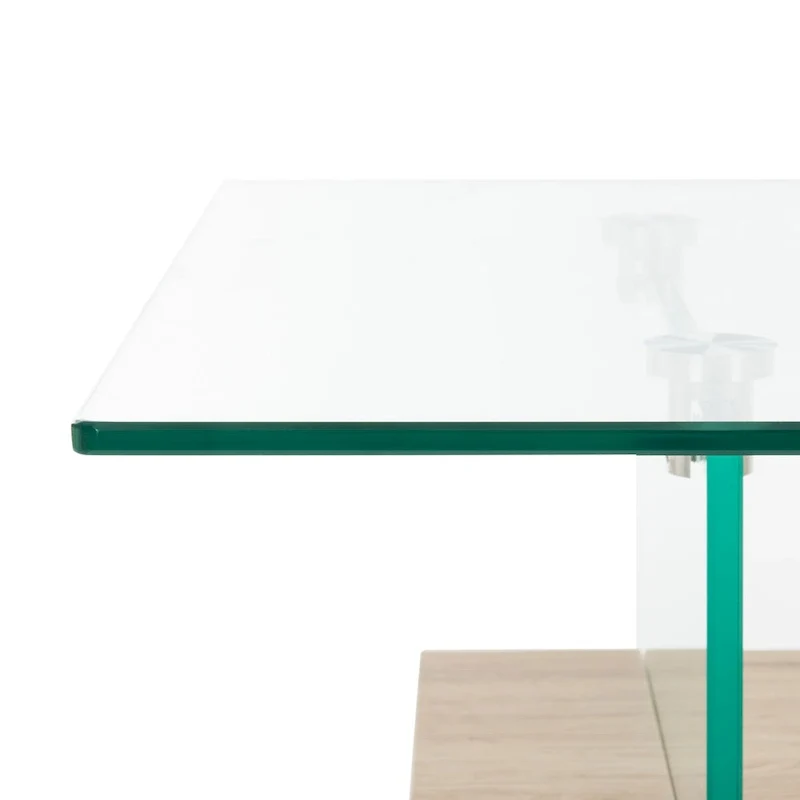 Table basse rectangulaire moderne en verre avec étagère inférieure – 43 x 24 x 17 po