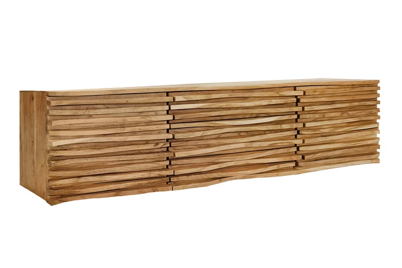 Buffet suspendu RELIEF 175cm naturel acacia bois massif avec tiroirs