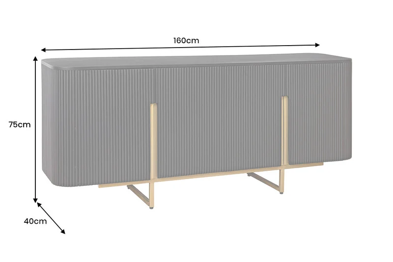 Buffet massif GATSBY 160cm noir doré bois de manguier rétro fait main