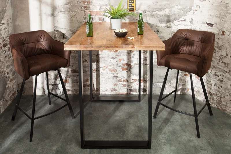 Table de bar solide IRON CRAFT 120cm table de bar en bois de manguier naturel design industriel