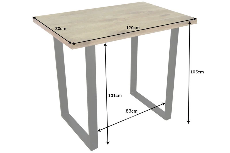 Table de bar solide IRON CRAFT 120cm table de bar en bois de manguier naturel design industriel