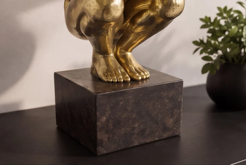 Figurine décorative HIGH DIVER 50cm or noir handmade sculpture d'athlète