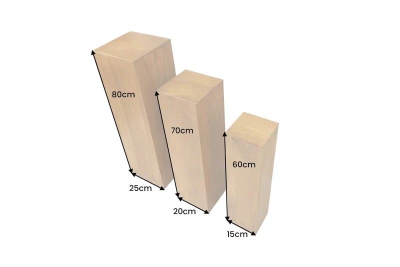 Design colonne décorative 3 pièces MAKASSAR 80 cm finition miel brun bois de manguier fait à la main