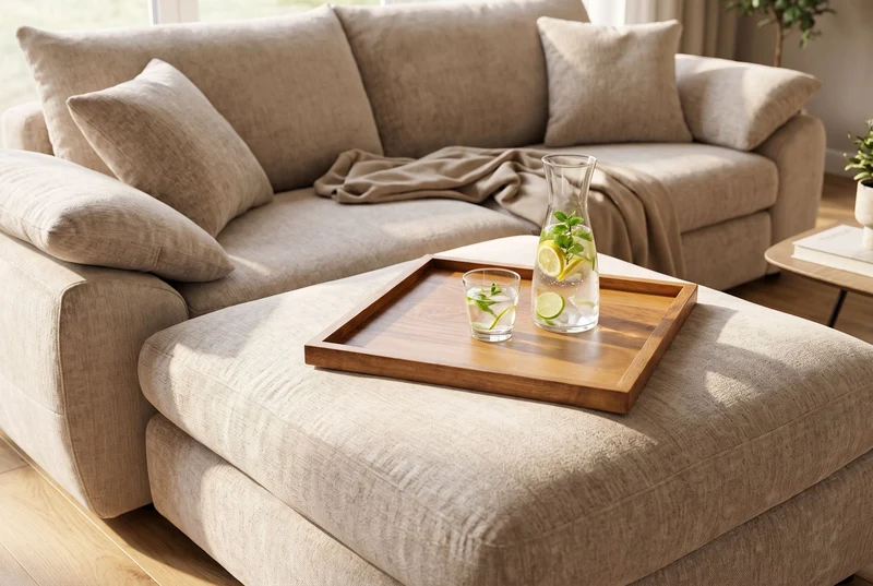 Plateau massif MAKASSAR 50cm en bois de manguier marron finition miel fait main