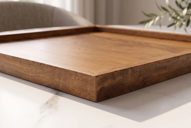 Plateau massif MAKASSAR 50cm en bois de manguier marron finition miel fait main