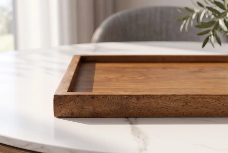 Plateau massif MAKASSAR 50cm en bois de manguier marron finition miel fait main