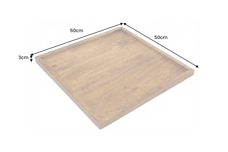 Plateau massif MAKASSAR 50cm en bois de manguier marron finition miel fait main