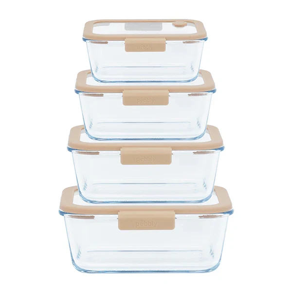 4 boîtes de conservation sous vide 460 ml, 800 ml, 1200 ml et 1900 ml et pompe sous vide Pebbly