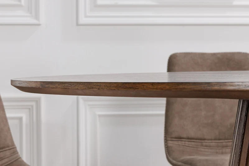 Table à manger ronde VALHALLA WOOD 140cm piètement colonne en chêne fumé