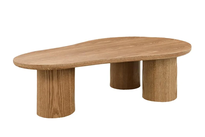 Table basse élégante ORGANIKO 130cm chêne naturel forme organique