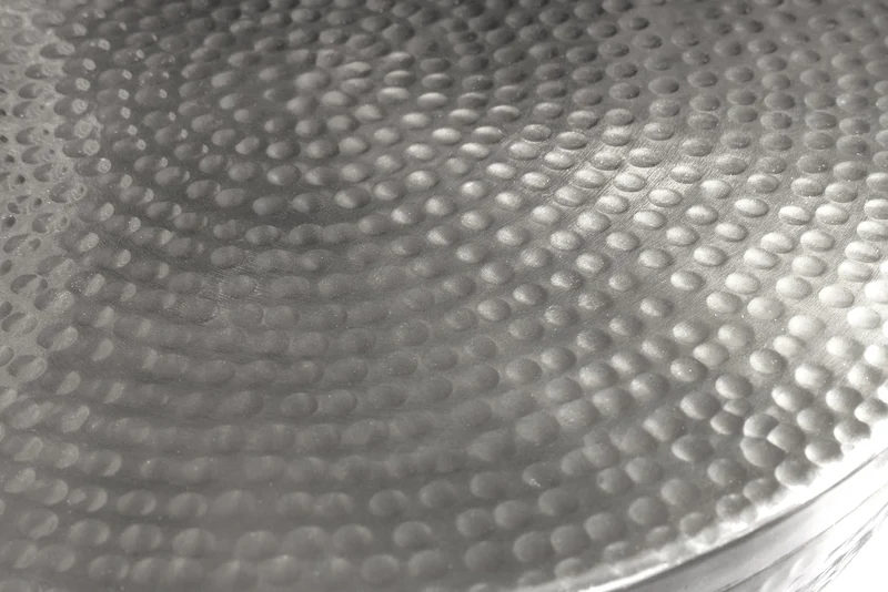 Bol fait main ORIENT 40cm métal argenté rond avec couvercle boite à bijoux
