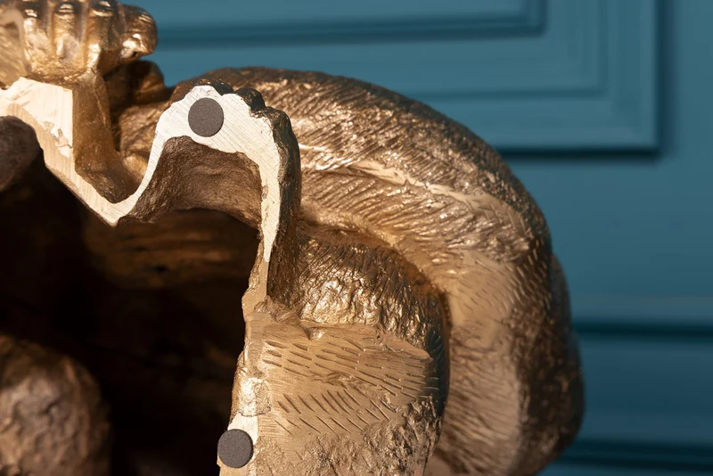 Figurine de gorille décorative KONG 40cm sculpture en métal doré faite à la main