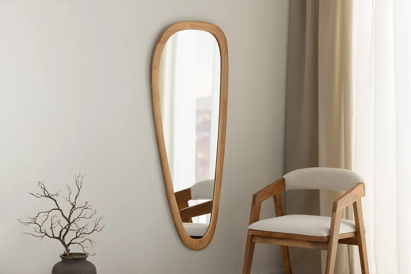 Miroir mural massif ORGANIC 165 cm design bois de chêne naturel