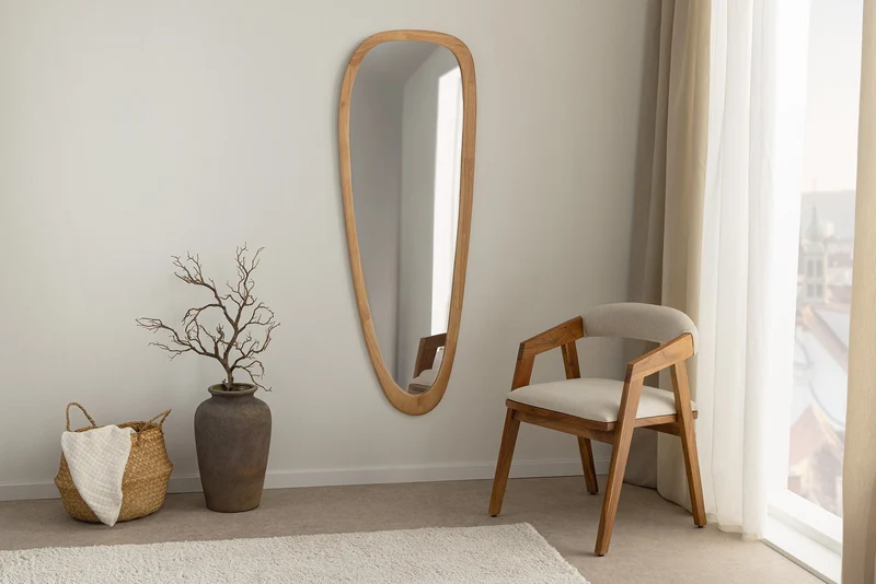 Miroir mural massif ORGANIC 165 cm design bois de chêne naturel