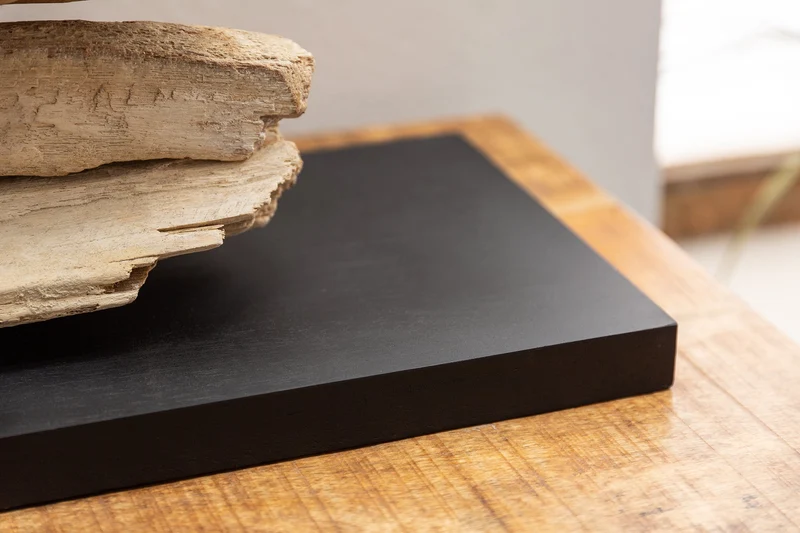 Lampe de table artisanale RIVERINE 80 cm en bois flotté noir