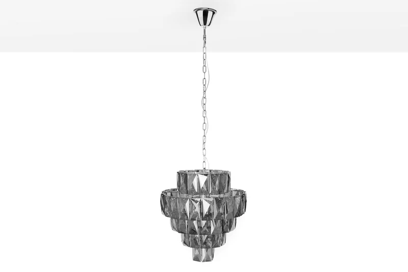 Lustre extravagant KRISTALL 50cm gris noble avec prismes de verre