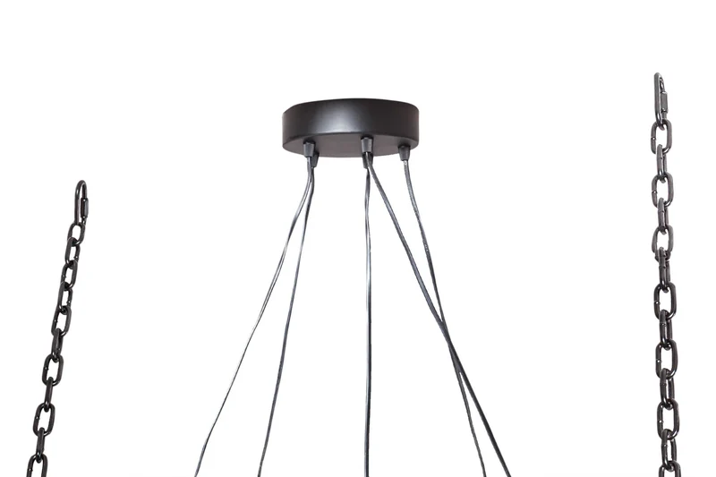 Lampe à suspension industrielle BARRACUDA 152cm en bois massif recyclé à 5 lumières