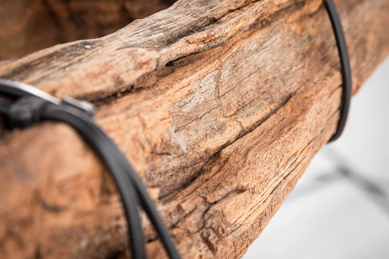 Lampe à suspension industrielle BARRACUDA 152cm en bois massif recyclé à 5 lumières