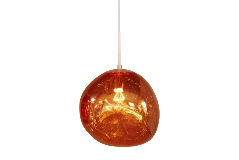 Lampe suspendue ronde LIQUID DIAMOND 35cm cuivre verre acier lampe sphérique