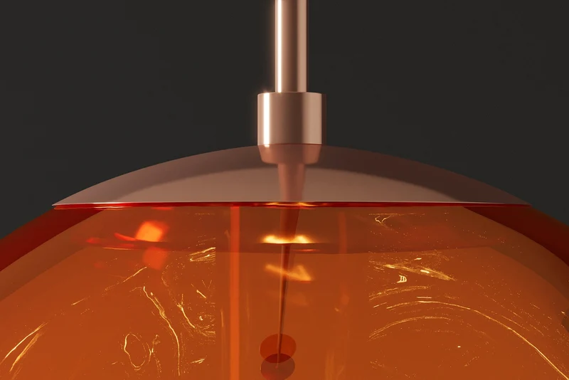 Lampe suspendue ronde LIQUID DIAMOND 35cm cuivre verre acier lampe sphérique