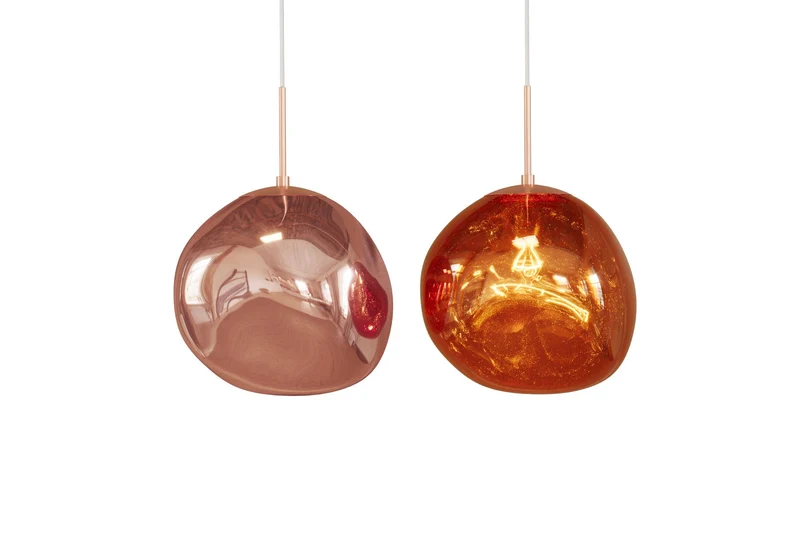 Lampe suspendue ronde LIQUID DIAMOND 35cm cuivre verre acier lampe sphérique