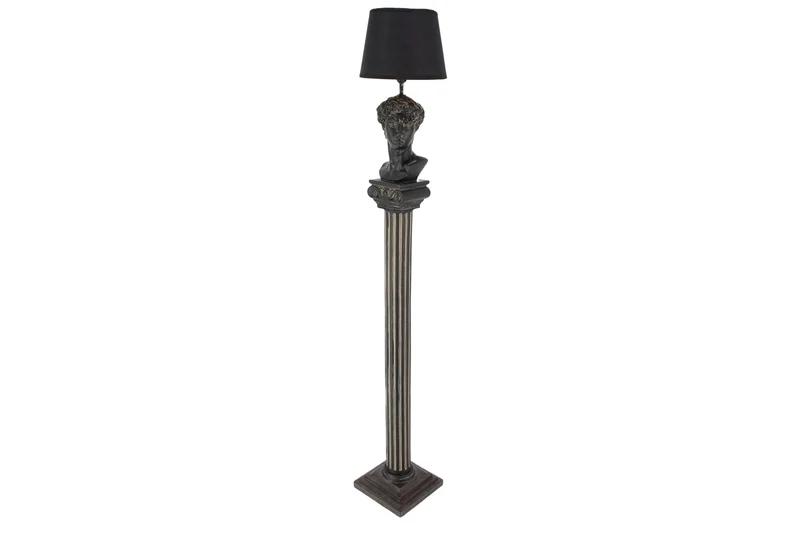 Lampadaire fait main DAVID 120cm noir avec abat-jour buste en tissu