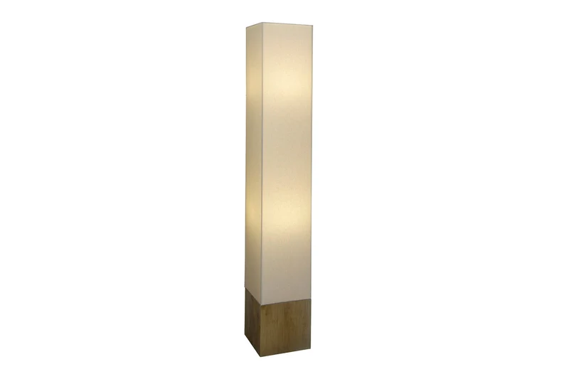 Lot de 2x Lampe sur pied moderne AGAPUNE 120cm blanc clair-brun base en bambou abat-jour en tissu