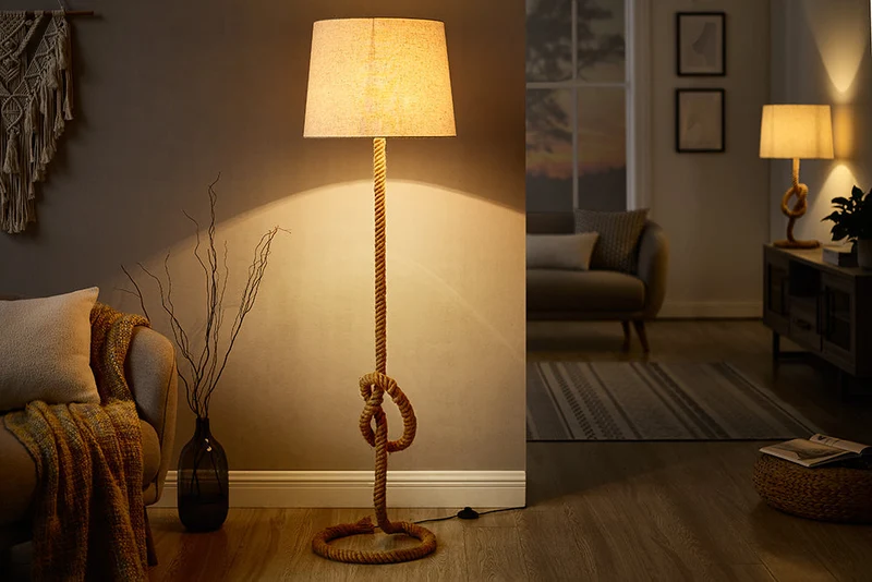 Lampadaire maritime SEVEN SEAS 158cm lampadaire en corde abat-jour en lin