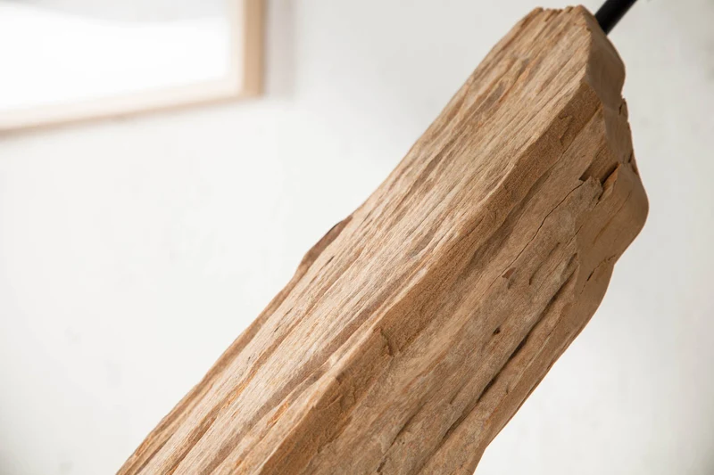 Lampadaire fait main ROUSILIQUE 180cm lampe en bois flotté beige abat-jour en lin tronc d’arbre