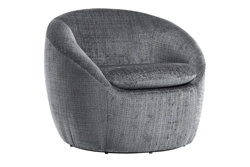 Fauteuil design pivotant ALPINE gris Chenille Cremona 360° avec accoudoirs