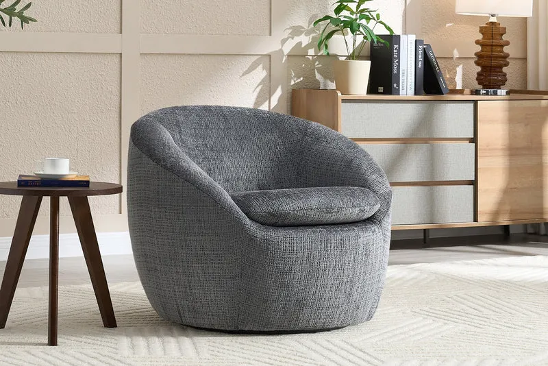 Fauteuil design pivotant ALPINE gris Chenille Cremona 360° avec accoudoirs