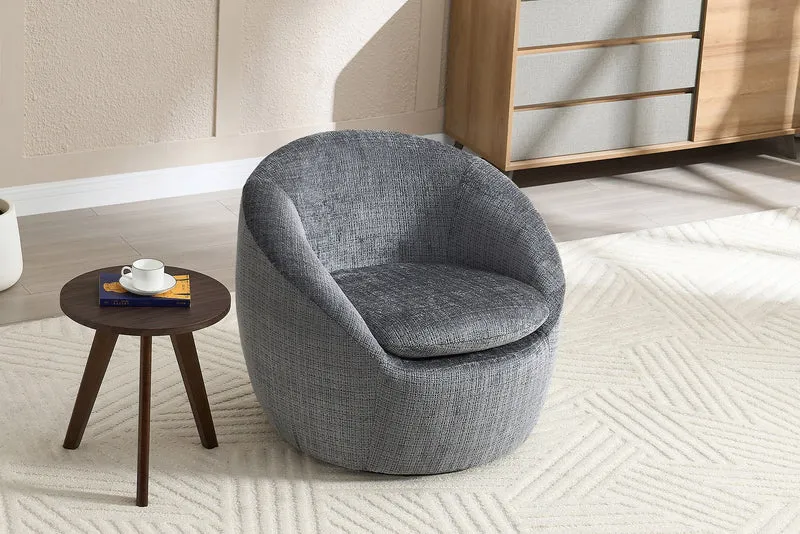 Fauteuil design pivotant ALPINE gris Chenille Cremona 360° avec accoudoirs