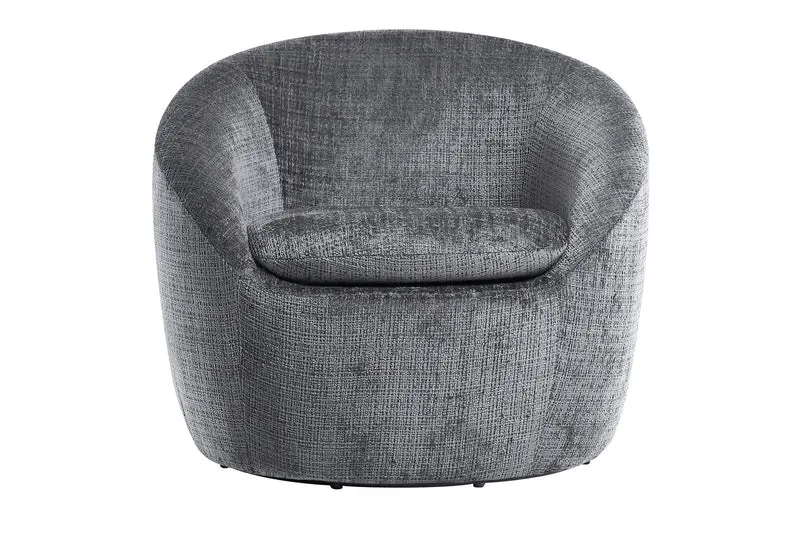 Fauteuil design pivotant ALPINE gris Chenille Cremona 360° avec accoudoirs
