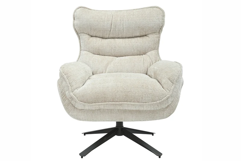 Fauteuil pivotant CLOUD champagne beige chenille noir métal