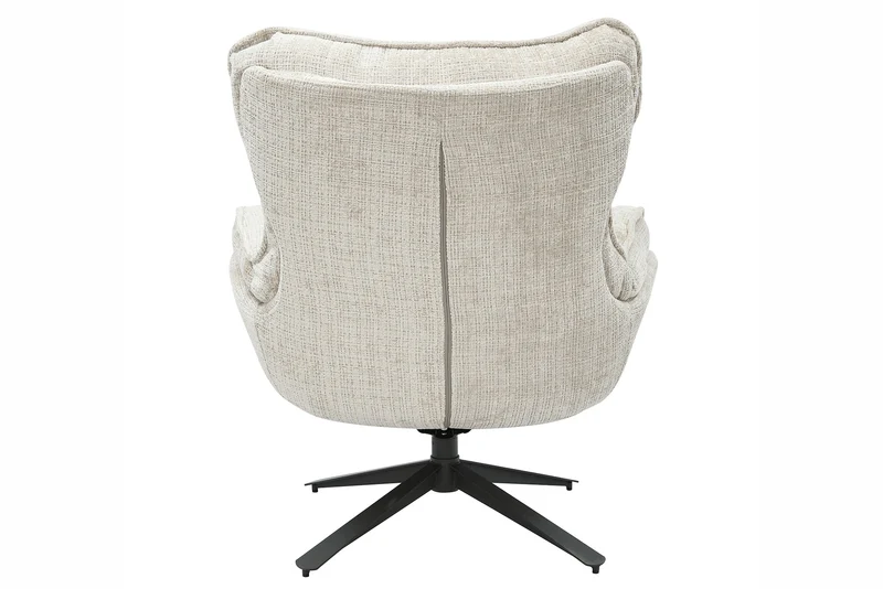 Fauteuil pivotant CLOUD champagne beige chenille noir métal