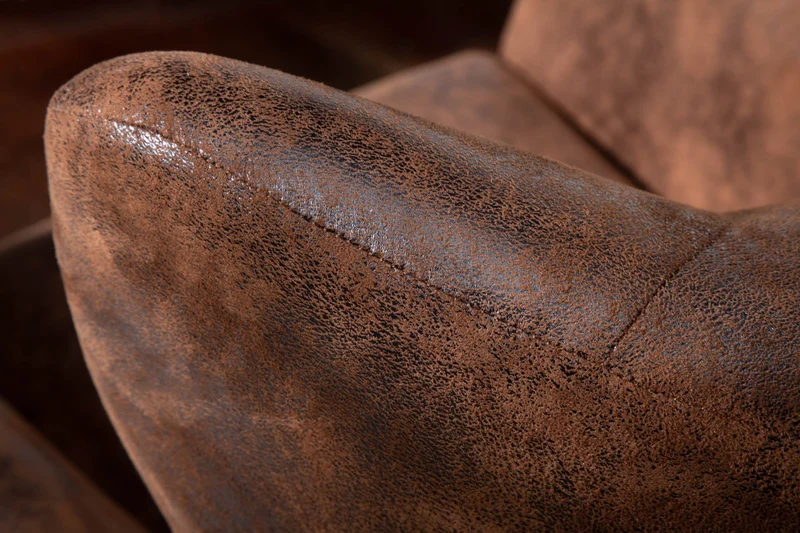 Fauteuil design rétro DON embouts de pieds en or marron antique avec âme à ressorts