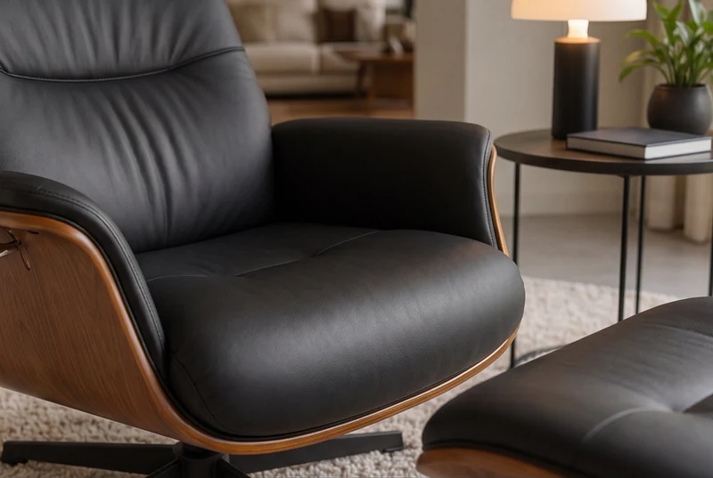 fauteuil pivotant VOGUE COMFORT noir similicuir marron design noyer avec accoudoir
