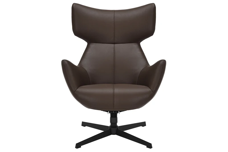 Fauteuil pivotant VOGUE brandy brun cuir synthétique pieds métalliques noirs avec accoudoir