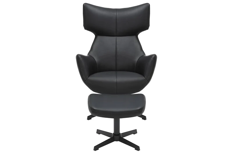 Fauteuil pivotant VOGUE noir cuir synthétique pieds métalliques avec accoudoir