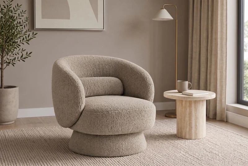 Fauteuil design rotatif BOSSA NOVA taupe Bouclé