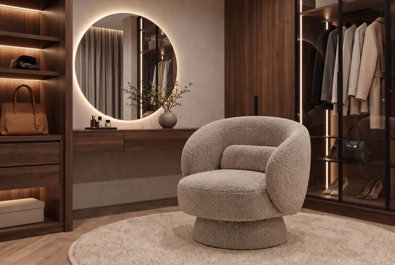 Fauteuil design rotatif BOSSA NOVA taupe Bouclé
