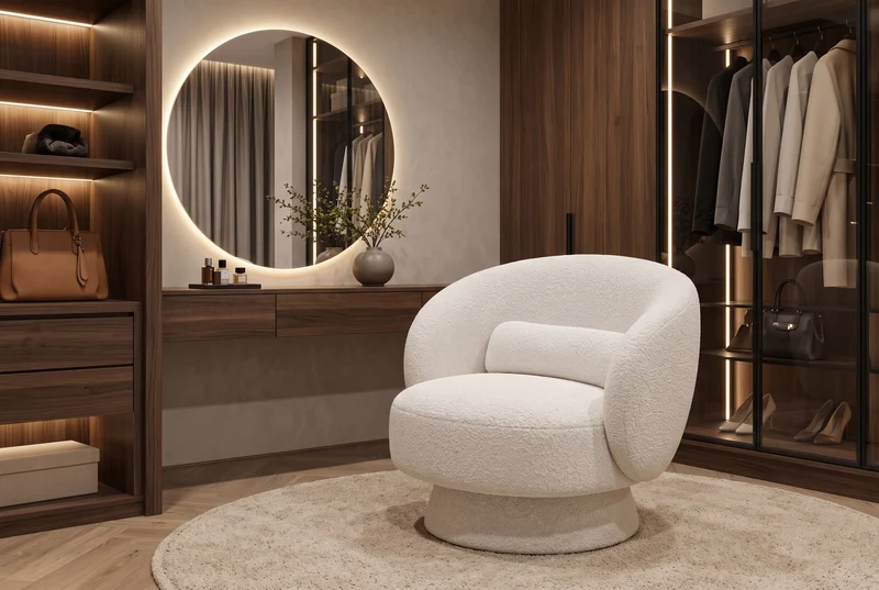 Fauteuil design rotatif BOSSA NOVA beige Bouclé