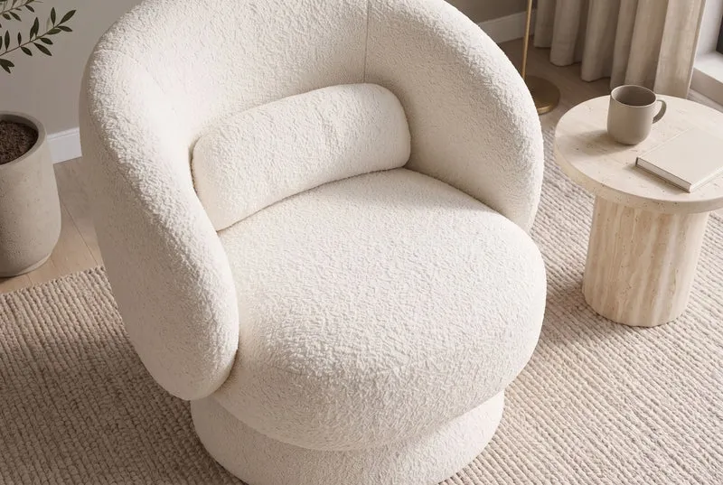 Fauteuil design rotatif BOSSA NOVA beige Bouclé
