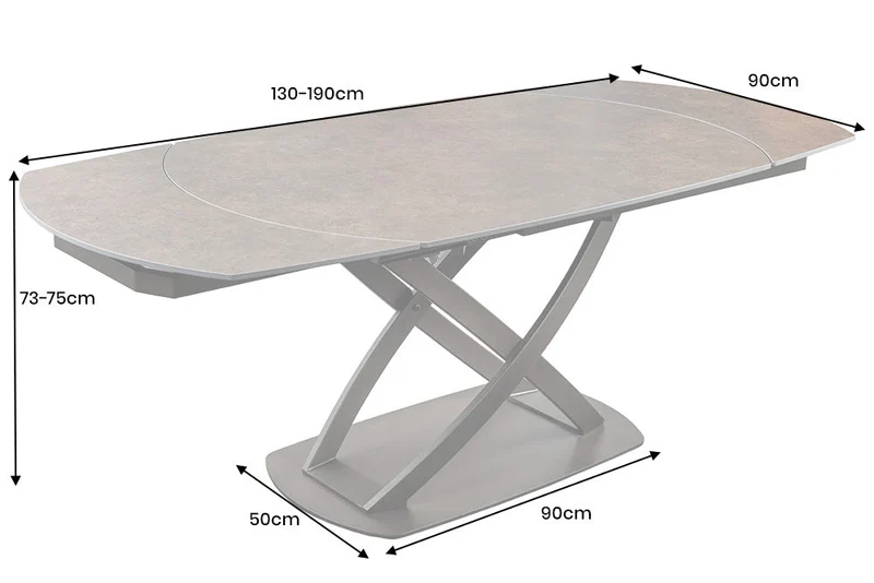 Table à manger extensible INCEPTION 130-190cm rouille ovale céramique structure bronze