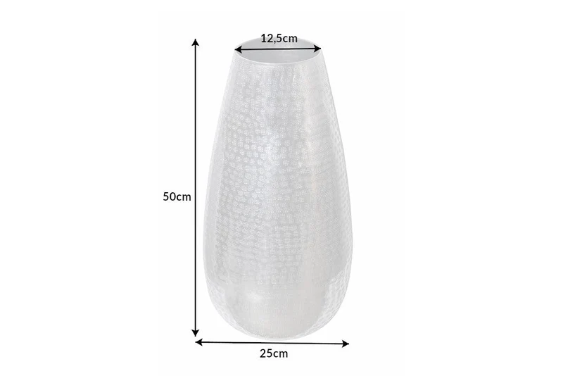 Vase élégant ORIENT 50cm argent au design marteau à grille