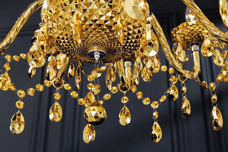 Lustre design CRYSTAL XL 80cm doré lustre 15 bras lampe cristal