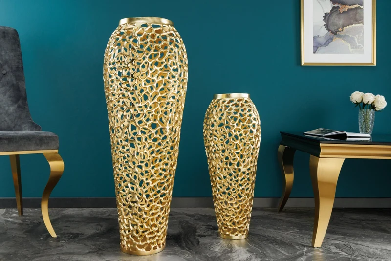 Filigrane Design XXL Vase ABSTRACT LEAF 90cm gold Handarbeit