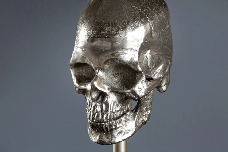 Lampe de table extravagante SKULL 56cm noir argent métal crâne sculpture lampe