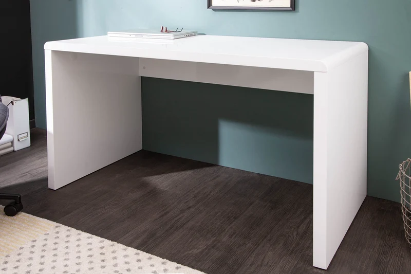 Design bureau FAST TRADE 120cm blanc haute brillance bureau de travail